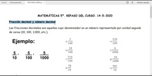 MATEMÁTICAS 5º. FRACCIONES DECIMALES. OPERACIONES CON NÚMEROS DECIMALES