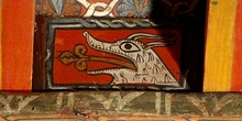 Detalle de pintura en alfarje. Cabeza de animal, Huesca