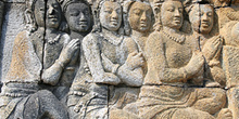 Detalle de relieves, Templo Borobudur, Jogyakarta, Indonesia