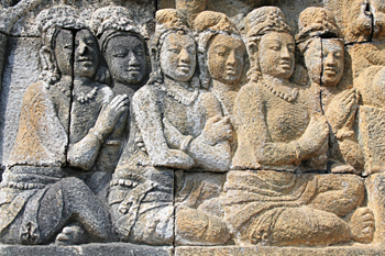 Detalle de relieves, Templo Borobudur, Jogyakarta, Indonesia