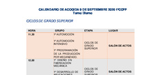 Calendario de acogida 1º cursos