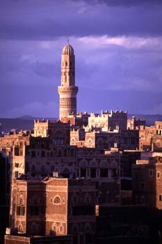 Edificaciones en la ciudad vieja de Sanaa, Yemen
