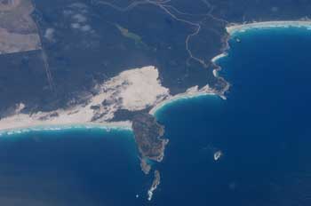 Vista aérea de la costa suroccidental de Australia