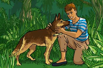 Un capitán de 15 años: Dick Sand se encuentra con su perro Dingo