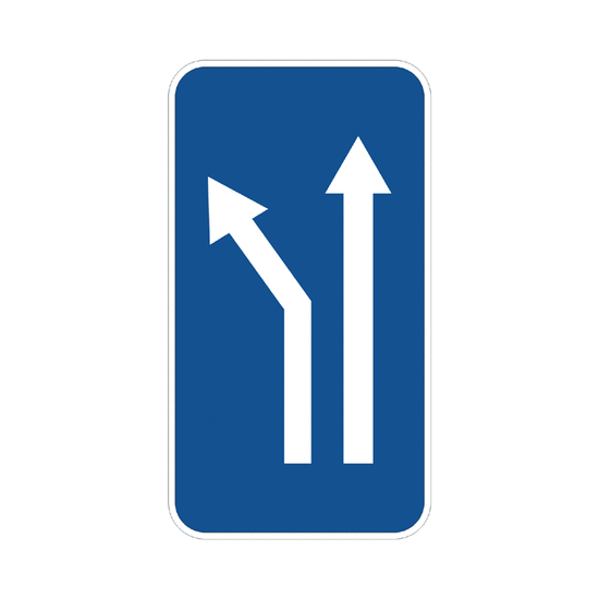 Bifurcación hacia la izquierda en calzada de dos carriles