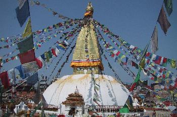 Gran stupa en el templo de Bodhnath, Katmandú, Nepal