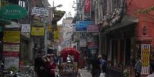 Calle con rikshas, Katmandú, Nepal