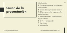 Adjetivo ralacional con ejercicios resueltos para bachillerato