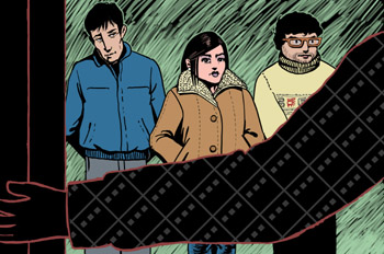 Los tres amigos: El escritor abre la puerta a tres jóvenes