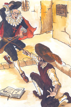 Pablos y un maestro de esgrima