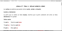 LENGUA 5º. REPASO SOBRE EL VERBO