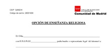 SOLICITUD PARA OPCIÓN DE ENSEÑANZA RELIGIOSA