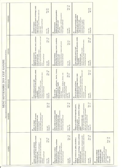Menú septiembre 2019