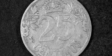 Anverso de una moneda de veinticinco céntimos de peseta, 1925