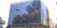 Lonas pintadas que cubren edificios en obras