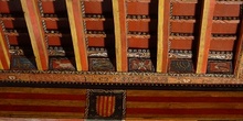 Detalle de pintura en alfarje. Escudo, Huesca