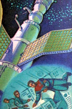 Nave espacial y detalle de la vida en su interior