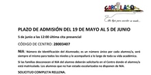 ADMISIÓN ALUMNOS CURSOS 2020/21