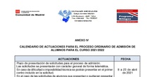 CALENDARIO ADMISIÓN 2021/22