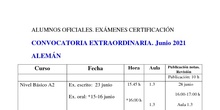 Convocatoria extraordinaria CERTIFICACIÓN 2021