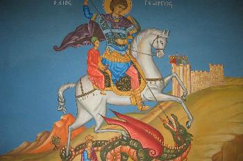 Cuadro religioso de la Iglesia de San Jorge, Madaba, Jordania