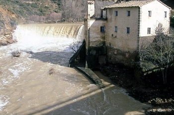 Crecida del río Alcanadre junto al Molino de Bierge, Huesca