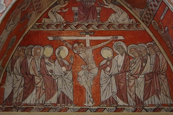 Grabado calvario de jesús y los apóstoles, Huesca