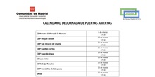 Calendario jornadas puertas abiertas
