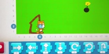 Programa con Scratch Jr el desplazamiento de tu personaje para evitar las bombas