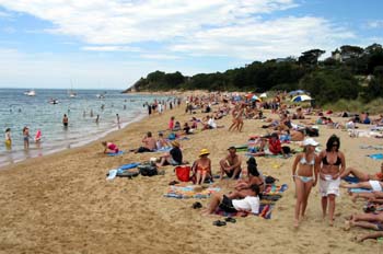 Día de playa en la península de Mornington, Victoria, Australia