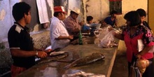Puesto de pescado en el mercado de Champotón, México