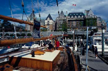 Cubierta de un barco velero