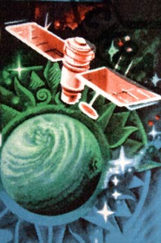 Ilustración de un satélite en el espacio