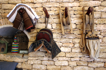 Poleas, mantas y silla de montar