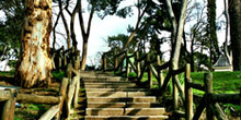 Escalera de madera en un parque