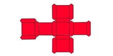 Desarrollo de combinación de cubo y rombododecaedro