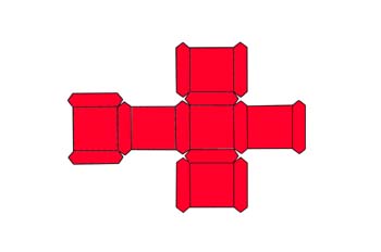Desarrollo de combinación de cubo y rombododecaedro