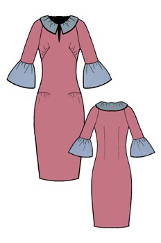 Vestido con volantes en cuello y puño