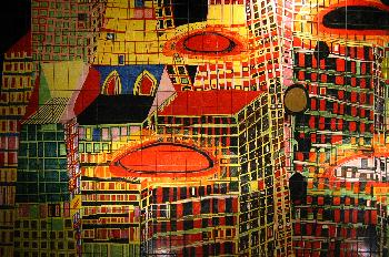 Azulejo en la estación de metro Oriente, Lisboa, Portugal