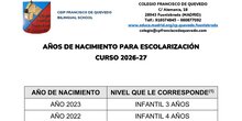 Años de nacimiento. Admisión 26-27