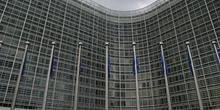 Vista frontal de edificios de la Unión Europea, Bruselas, Bélgic
