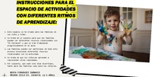 Instrucciones espacio de actividades con diferentes ritmos de aprendizaje
