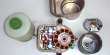 Electrobomba de servodirección. Detalle del motor eléctrico y el