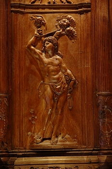 Detalle de la sillería del coro de la Catedral de Huesca. San Se