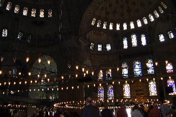 Sala principal de la Mezquita Azul, Estambul, Turquía