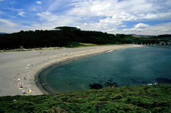 Vista hacia occidente de la Playa de Frexulfe, Navia, Principado