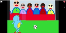 Mueve personajes en el fondo para dar la sensación de movimiento de un futbolista, programando con Scratch