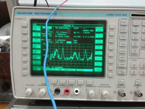 Portadoras de FM comercial en el analizador de espectros