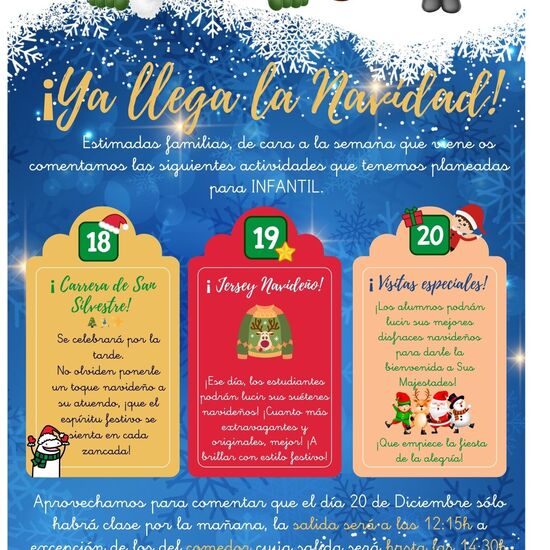 Cartel actividades última semana Dicicembre infantil