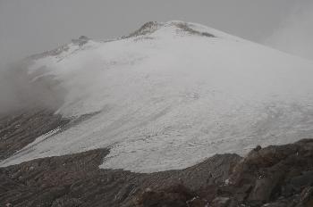 El glaciar del Pico de Orizaba (5750m) visto desde los 5000m de